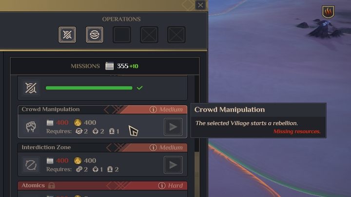 By samodzielnie wywołać rebelię we wrogiej wiosce, musicie użyć misji: Manipulacja tłumem - Dune Spice Wars: Rebelie - wzniecanie i tłumienie - Dune Spice Wars - poradnik do gry