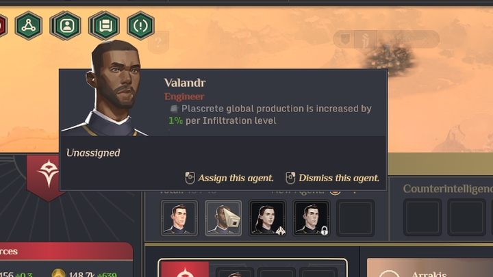 Dodatkowo, każdy Agent posiada cechę (Characteristic) - Dune Spice Wars: Wywiad, operacje i misje - sabotaż i szpiegostwo - Dune Spice Wars - poradnik do gry