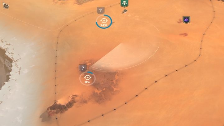 Po użyciu w danym miejscu zostają odkryte wszystkie znaki zapytania oraz następuje ich badanie w taki sam sposób, jak gdyby robił to Ornitopter - Dune Spice Wars: Misje i operacje agentów - lista - Dune Spice Wars - poradnik do gry