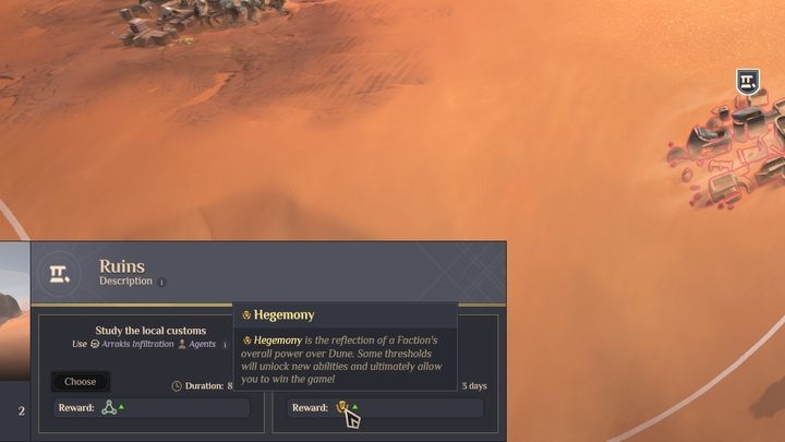 Ponadto, każda frakcja otrzymuje dodatkowe punkty za typowe dla niej zachowania, jest to pierwsza pozycja na liście punktów - Dune Spice Wars: Hegemonia - Dune Spice Wars - poradnik do gry