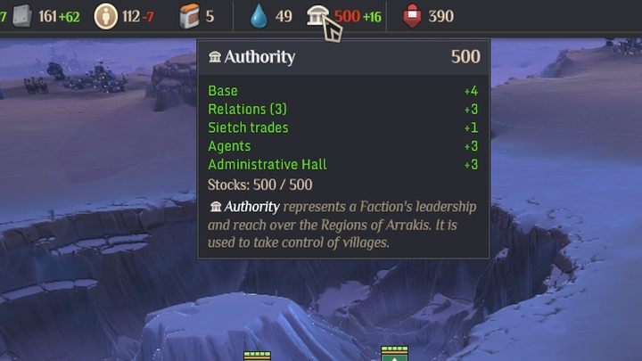 Władza służy do powiększania Waszego terytorium i stabilizuje tempo gry - Dune Spice Wars: Władza - Dune Spice Wars - poradnik do gry