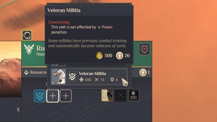 Jednostki Milicji Weteranów mają poziom zbliżony do dobrej jednostki wojska. - Dune Spice Wars: Atrydzi - cechy frakcji - Dune Spice Wars - poradnik do gry