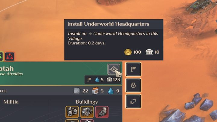 Pozwala na budowę budynków na trzech polach (200 Solari każdy) - Dune Spice Wars: Przemytnicy - cechy frakcji - Dune Spice Wars - poradnik do gry