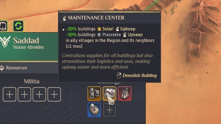 Zwracajcie uwagę, że nie tylko generowanie Solari jest kluczowe, ale również redukcja kosztów utrzymania budynków i armii - Dune Spice Wars: Solari - Dune Spice Wars - poradnik do gry