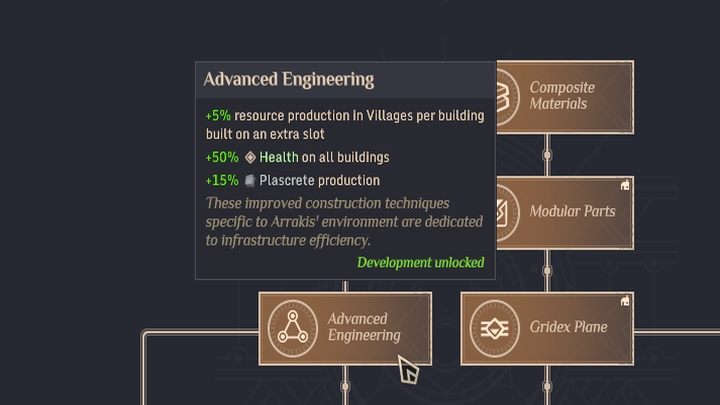 Badanie Zaawansowana inżynieria pozwoli Wam zwiększyć produkcję Pletonu we wszystkich Fabrykach o 15% - Dune Spice Wars: Pleton - Dune Spice Wars - poradnik do gry