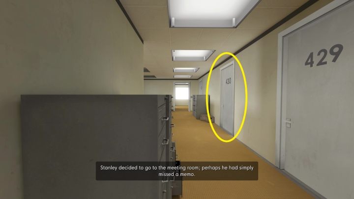 Po wyjściu z pokoju, w którym zaczynacie przygodę z grą, po prawej stronie zobaczycie drzwi z numerem 430 - Stanley Parable Ultra Deluxe: Osiągnięcia - lista wszystkich - Stanley Parable Ultra Deluxe - poradnik do gry