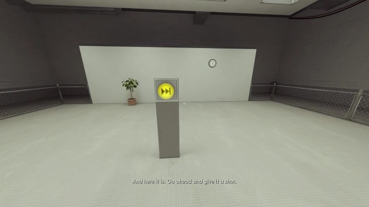 Po wejściu do sali ukaże się przed Wami żółty guzik odpowiedzialny za przesunięcie Was w czasie, aby pominąć monolog narratora - Stanley Parable Ultra Deluxe: Nowa zawartość (new content) - Stanley Parable Ultra Deluxe - poradnik do gry