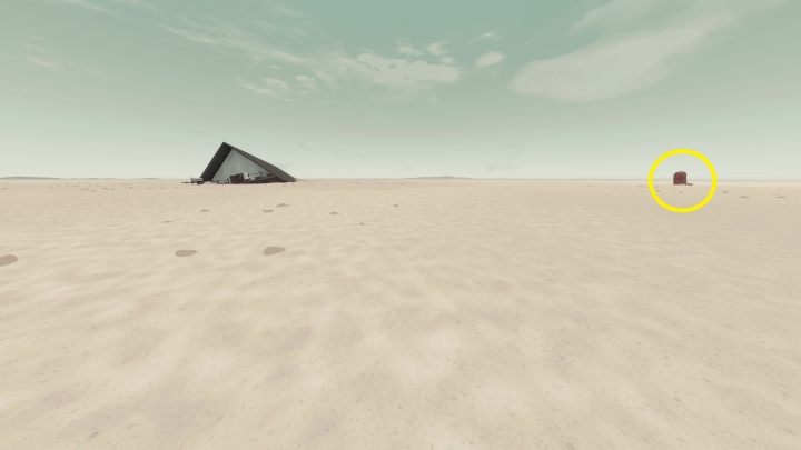 Warto zauważyć, że po prawej stronie od ruiny jest kapsuła ratunkowa z zakończenia Escape Pod w wersji z wiadrem - Stanley Parable Ultra Deluxe: Nowa zawartość (new content) - Stanley Parable Ultra Deluxe - poradnik do gry