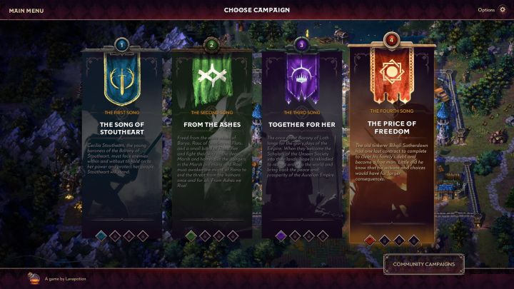Najważniejsze założenia kampanii dokładniej omówiliśmy na osobnej stronie Tryb Kampania - Songs of Conquest: Długość gry - Songs of Conquest - poradnik do gry