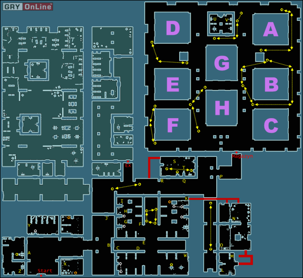 Trzymając się lewą ręką ściany przedostań się pod drzwi B - pod oknem A przejdź w kucki, żeby Cię nie dostrzegł siedzący za nim strażnik - Mapa 2B | Misja 2 | Gorky Zero Fabryka Niewolników - Gorky Zero: Fabryka Niewolników - poradnik do gry