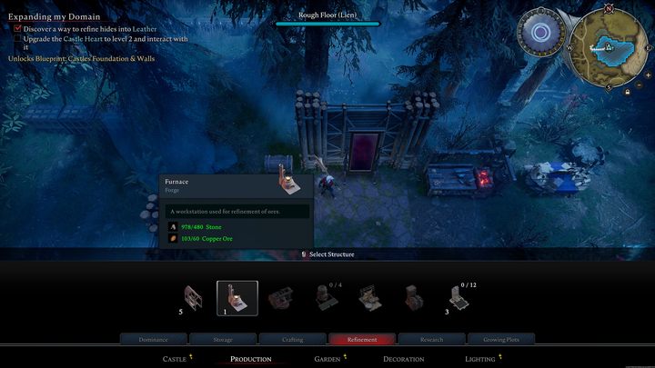 Piec to specjalna struktura, którą odblokujecie ramach zadania już na wczesnych etapach gry (wraz ze postawieniem swojego pierwszego Castle Heart) - V Rising: Przetapianie rud - V Rising - poradnik do gry