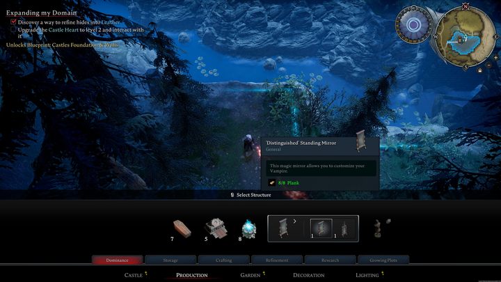Po wykonaniu jednego z wczesnych zdań w grze (The First Book in the Library) otrzymacie możliwość wytwarzania specjalnego przedmiotu - lustra - V Rising: Jak zmienić wygląd postaci? - V Rising - poradnik do gry