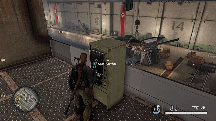 Docelowo postarajcie się skorzystać z ramp, schodów oraz drabin żeby dotrzeć na najwyższe balkoniki, z których widać będzie poszczególne zacumowane U-Boaty - Sniper Elite 5: Zniszczenie U-Boatów i Krakena (misja 8) - solucja, opis przejścia - Sniper Elite 5 - poradnik do gry