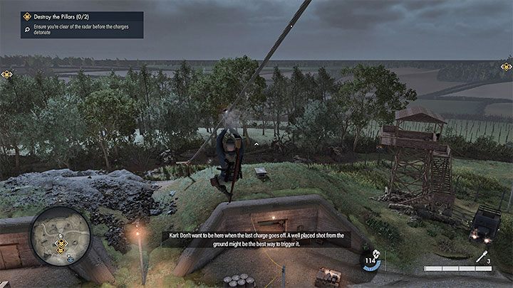 Ostatni krok to zjechanie na linie z powyższego obrazka - Sniper Elite 5: Unieszkodliwienie radaru (misja 1) - solucja, opis przejścia - Sniper Elite 5 - poradnik do gry