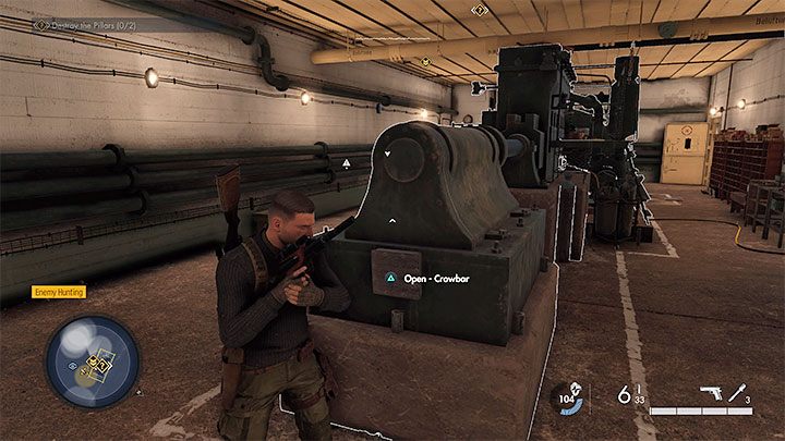 Z łomem musicie dotrzeć do większego pomieszczenia maszynowni w bunkrze - Sniper Elite 5: Unieszkodliwienie radaru (misja 1) - solucja, opis przejścia - Sniper Elite 5 - poradnik do gry