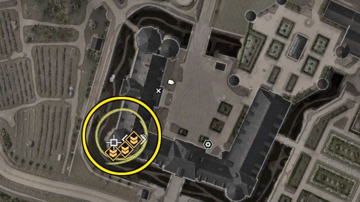 Biuro Mollera znajduje się w zachodniej części chateau, na środkowym piętrze budynku - pokazuje je powyższy obrazek - Sniper Elite 5: Infiltracja chateau i odnalezienie biura Mollera (misja 2) - solucja, opis przejścia - Sniper Elite 5 - poradnik do gry