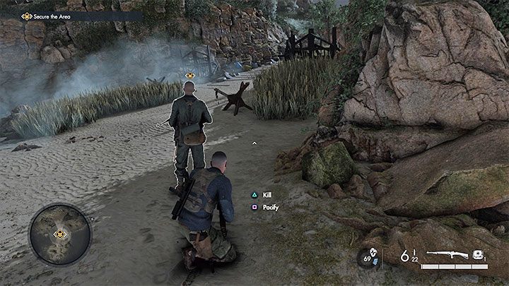 W nowym obszarze czekają Was samouczki z podstaw skradania się - Sniper Elite 5: Zabezpieczenie plaży i pomoc ruchowi oporu (misja 1) - solucja, opis przejścia - Sniper Elite 5 - poradnik do gry