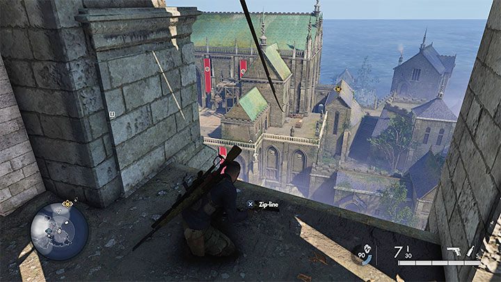 Jeżeli chcecie zakończyć misję od razu po zdobyciu dokumentów na temat Operacji Kraken, to najlepiej jest z niego wyjść i zlokalizować drabinę z obrazka 1 - Sniper Elite 5: Ewakuacja (misja 3) - solucja, opis przejścia - Sniper Elite 5 - poradnik do gry