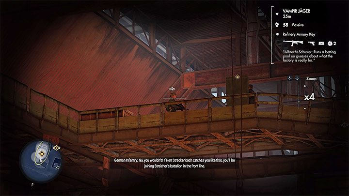 Wewnątrz rafinerii najbardziej musicie uważać na wampirzego jegra (Vampir Jager), czyli na snajpera z karabinem ułatwiającym śledzenie celów w ciemnościach - Sniper Elite 5: Sabotowanie fabryki (misja 4) - solucja, opis przejścia - Sniper Elite 5 - poradnik do gry