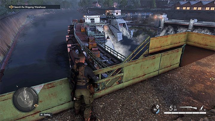 Po zbliżeniu się do zapory wymagane jest podjęcie decyzji w sprawie wyboru ścieżki do głównej części fabryki - możecie przejść po zaporze lub skorzystać z jednej z dostępnych lin do zjeżdżania - Sniper Elite 5: Mapa misji 4 (Wojenna fabryka) oraz opis lokacji - Sniper Elite 5 - poradnik do gry