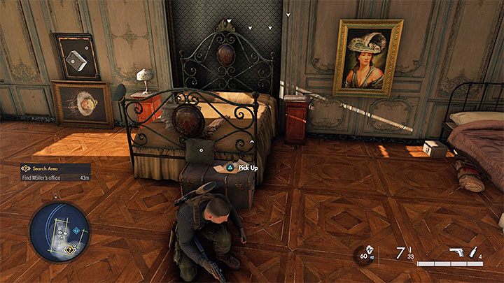 Ostatni trzeci artefakt jest w sypialni w zachodniej części chateau - Sniper Elite 5: Odzyskanie skradzionych antyków (misja 2) - solucja, opis przejścia - Sniper Elite 5 - poradnik do gry