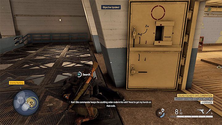 W przypadku tego wariantu musicie dotrzeć do pomieszczenia z sejfem znajdującego się na górnym poziomie tajnego ośrodka, za pomieszczeniem centrum dowodzenia - Sniper Elite 5: Zniszczenie prototypu Krakena (misja 5) - solucja, opis przejścia - Sniper Elite 5 - poradnik do gry