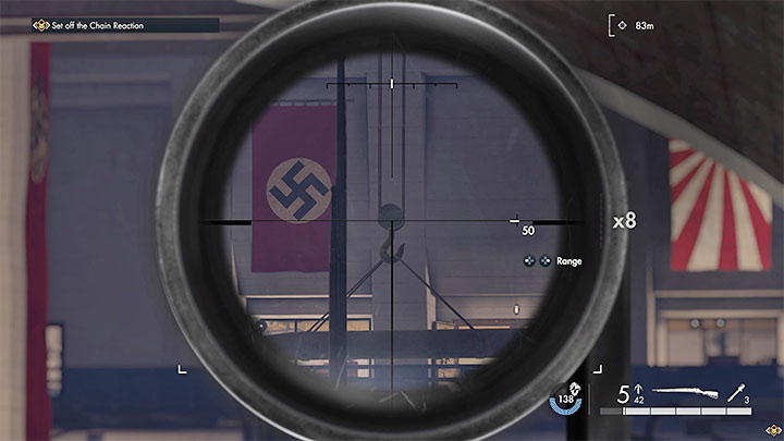 Obróćcie się w stronę łodzi podwodnej i wycelujcie w hak podtrzymujący torpedę - Sniper Elite 5: Zniszczenie prototypu Krakena (misja 5) - solucja, opis przejścia - Sniper Elite 5 - poradnik do gry