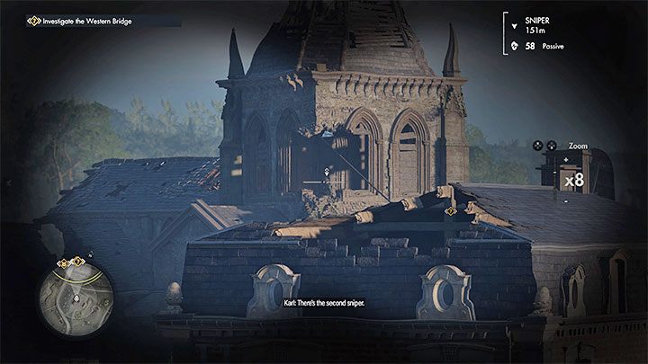 Jeśli posiadacie karabin z lunetą, to 1-2 snajperów powinniście być w stanie łatwo zabić strzałami z dużej odległości - Sniper Elite 5: Zabezpieczenie przeprawy (misja 6) - solucja, opis przejścia - Sniper Elite 5 - poradnik do gry