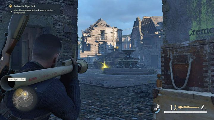 Ustawcie się w miejscu, z którego będziecie widzieli czołg - Sniper Elite 5: Wyzwolenie północnego miasteczka (misja 6) - solucja, opis przejścia - Sniper Elite 5 - poradnik do gry