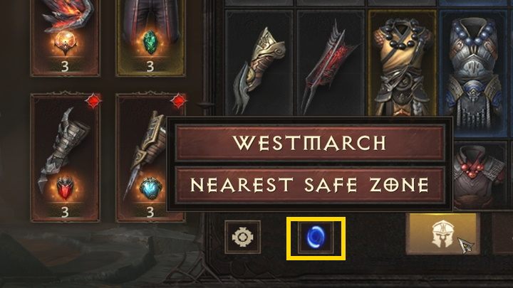 Druga opcja otwierania portalu, to wykorzystanie pola ekwipunku - Diablo Immortal: Portal do miasta - jak otworzyć? - Diablo Immortal - poradnik do gry