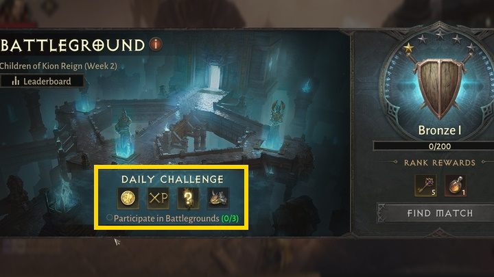 Każdy z graczy jest zachęcany do uczestnictwa, poprzez 3 nagrody dnia za uczestnictwo (niezależnie od wyniku meczu) - Diablo Immortal: Pole Bitwy (Battleground) - rozgrywki PvP - Diablo Immortal - poradnik do gry