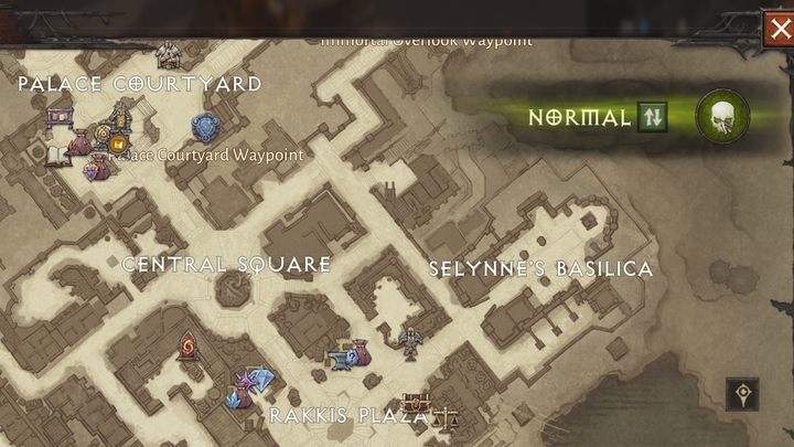 Aby zmienić poziom trudności, po 60 poziomie na mapie ujrzycie w górnym prawym rogu przycisk czaszki - Diablo Immortal: Poziom trudności - jak zmienić? - Diablo Immortal - poradnik do gry