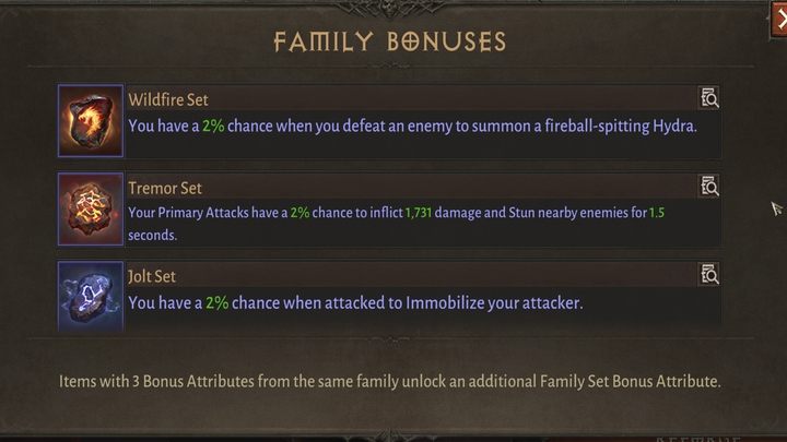 Dodatkowo, klikając na przycisk poniżej atrybutu w sekcji Przekuwania, możecie sprawdzić, jakie atrybuty należą do jednej rodziny - Diablo Immortal: Crafting i ulepszanie wyposażenia - Diablo Immortal - poradnik do gry