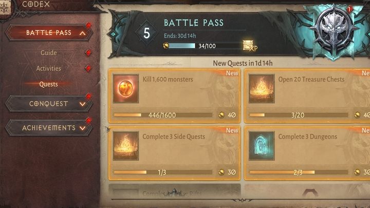 W sekcji Kodeksu - Zadania - znajdziecie codziennie kilka zadań, które nierzadko możecie wykonać w trakcie swobodnej eksploracji, takie jak otwieranie skrzyń znalezionych na mapach, zabicie określonej ilości potworów bądź wykonanie zadań pobocznych: są to wydarzenia w świecie (napotykane przypadkiem - Diablo Immortal: Dzienna rutyna (Daily Routine) - Diablo Immortal - poradnik do gry