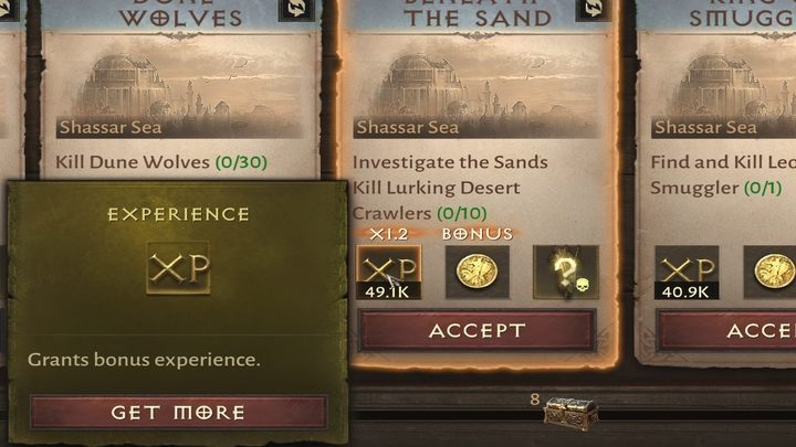 Zlecenia nie gwarantują wysokich nagród, możecie jednak liczyć na całkiem spore ilości doświadczenia - Diablo Immortal: Dzienna rutyna (Daily Routine) - Diablo Immortal - poradnik do gry