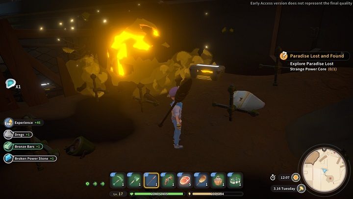 Na dole pokonajcie wroga, a odsłoni wam skrzynię z dwoma sztukami Steel Bar - My Time at Sandrock: Paradise Lost and Found - solucja, opis przejścia - My Time at Sandrock - poradnik do gry