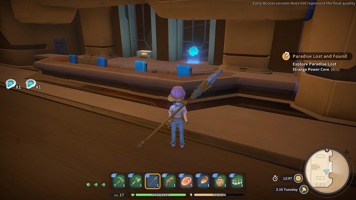 Z kolei przy ścianie na środku znajdziecie skrzynię z 2x Rubber Shell oraz punkt leczący - My Time at Sandrock: Paradise Lost and Found - solucja, opis przejścia - My Time at Sandrock - poradnik do gry