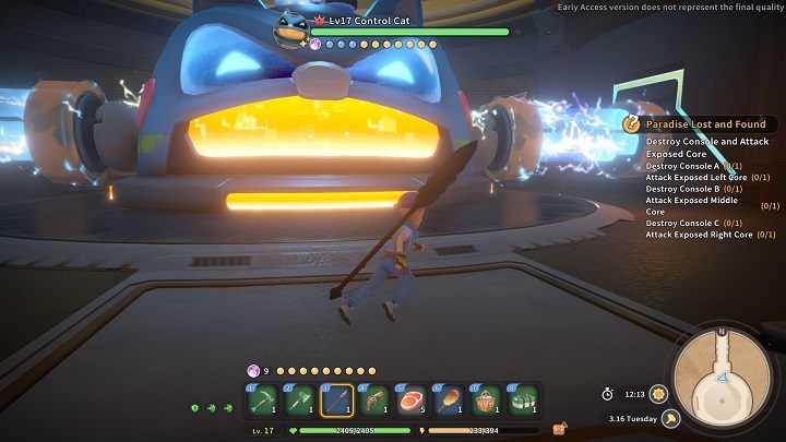 Control Cat, mimo że ma pasek życia i tarcze jak normalny boss, nie atakuje w celu zadania obrażeń - My Time at Sandrock: Paradise Lost and Found - solucja, opis przejścia - My Time at Sandrock - poradnik do gry