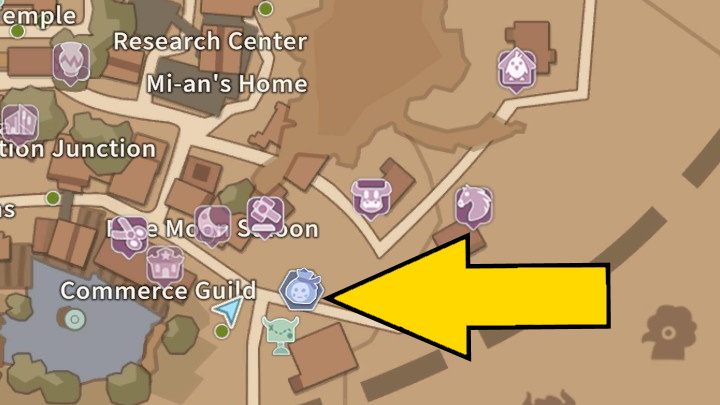 Jego obecność symbolizuje na mapie charakterystyczny niebieski znacznik z symbolem worka z maską - My Time at Sandrock: Mysterious Man - kim jest? - My Time at Sandrock - poradnik do gry