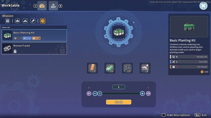 Basic Planting Kit stworzycie za pomocą Worktable - My Time at Sandrock: The Grass is Greener - solucja, opis przejścia - My Time at Sandrock - poradnik do gry