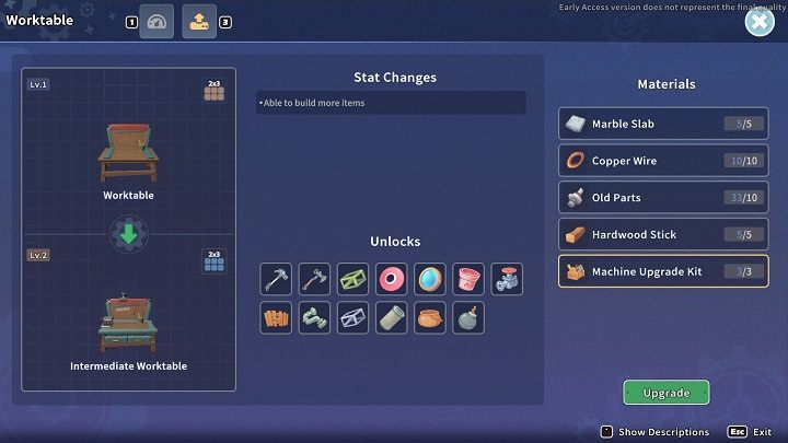 Wejdźcie w interakcję z Worktable i przejdźcie do drugiej zakładki - My Time at Sandrock: Operation De-Geeglate - solucja, opis przejścia - My Time at Sandrock - poradnik do gry