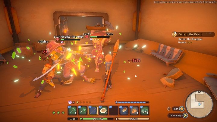 Gdy tylko wkroczycie do Gecko Station, od razu musicie chwycić za broń i pokonać 3 przeciwników - My Time at Sandrock: Belly of the Beast - solucja, opis przejścia - My Time at Sandrock - poradnik do gry