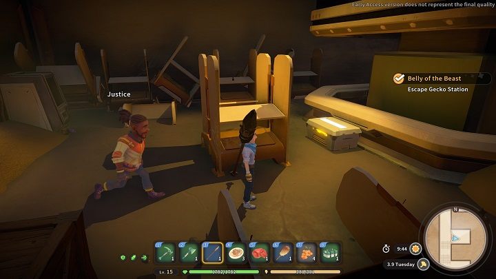 Skręćcie do pierwszego pomieszczenia na prawo i otwórzcie skrzynię znajdującą się na środku pokoju, tuż przed ladą - My Time at Sandrock: Belly of the Beast - solucja, opis przejścia - My Time at Sandrock - poradnik do gry