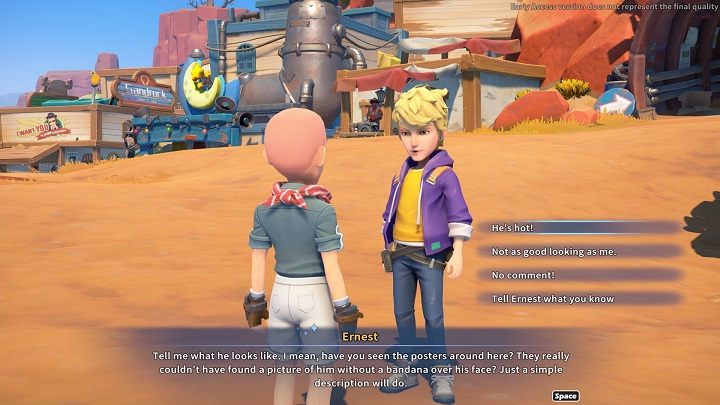 Ernest zapyta was o zgodę na przeprowadzenie wywiadu na temat Logana i próby porwania pociągu - My Time at Sandrock: Person of Interest - solucja, opis przejścia - My Time at Sandrock - poradnik do gry