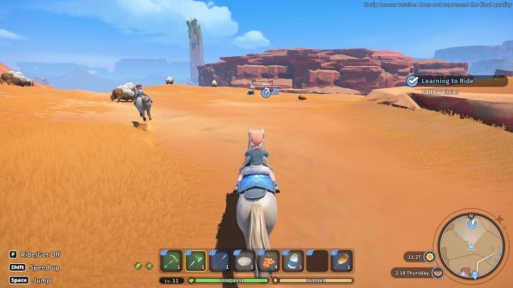 Dziewczyna przedstawi was swojemu ojcu Cooperowi, który prowadzi ranczo Yakmelów - My Time at Sandrock: Learning to Ride - solucja, opis przejścia - My Time at Sandrock - poradnik do gry