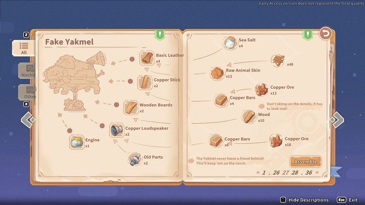 Podejdźcie do Assembly Station i wybierzcie schemat Fake Yakmel - My Time at Sandrock: Fake Friend - solucja, opis przejścia - My Time at Sandrock - poradnik do gry