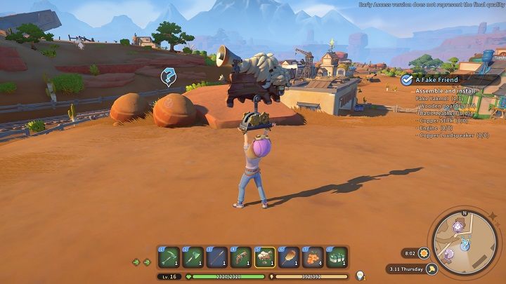 Sztucznego Yakmela zainstalujcie na wzniesieniu przy stajni - My Time at Sandrock: Fake Friend - solucja, opis przejścia - My Time at Sandrock - poradnik do gry