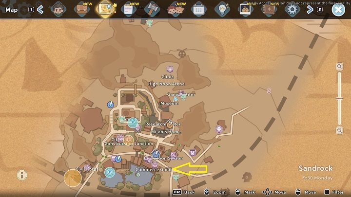 Zaraz po przebudzeniu skierujcie się do Commerce Guild, gdzie będziecie świadkami żywiołowej rozmowy Mi-an z Elsie - My Time at Sandrock: Takin it Easy - solucja, opis przejścia - My Time at Sandrock - poradnik do gry