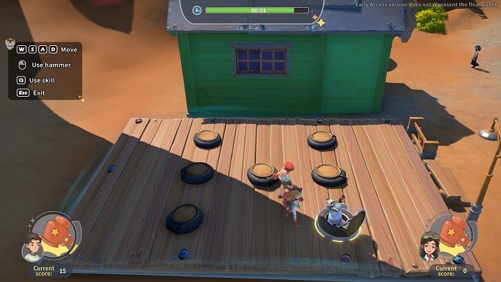 Zostaniecie przeniesieni na planszę do gry w Whac-a mole - My Time at Sandrock: Takin it Easy - solucja, opis przejścia - My Time at Sandrock - poradnik do gry