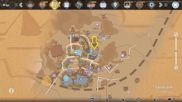 Aby przeprowadzić badania, udajcie się do Research Center znajdującego się obok domu Mi-An - My Time at Sandrock: Badania i Data Discs - My Time at Sandrock - poradnik do gry